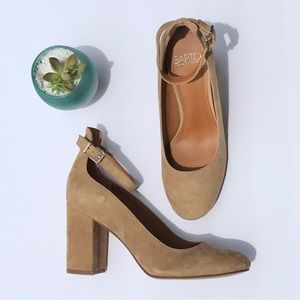 NEW Franco Sarto Nude Suede Heels